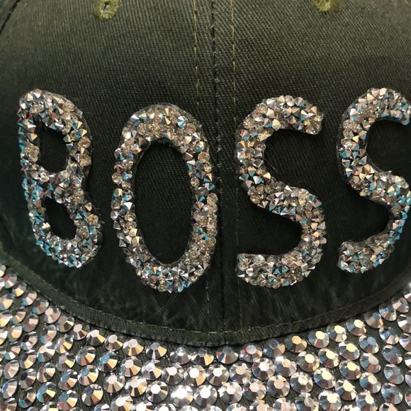 Something special studded olive “BOSS” baseball cap one size main image 4
